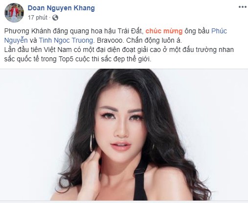 Sao Viet ron rang chuc mung Phuong Khanh dang quang Miss Earth-Hinh-6