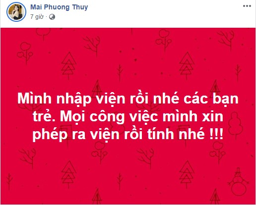 Hoa hau Mai Phuong Thuy bat ngo thong bao nhap vien giua dem