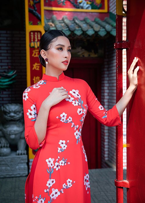 Hoa hau Tieu Vy dien ao dai don Tet dep me dam-Hinh-2