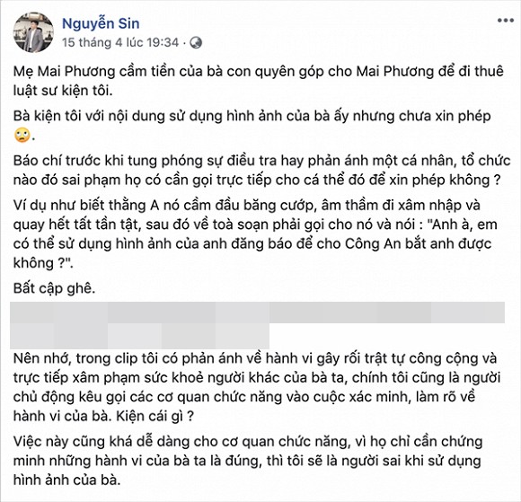 Bi me Mai Phuong dam don kien, FB Nguyen Sin doa tung them clip-Hinh-2
