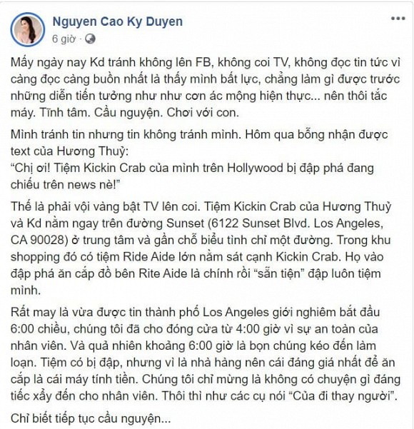 Nha hang cua MC Ky Duyen va Huong Thuy ben My bi dap pha