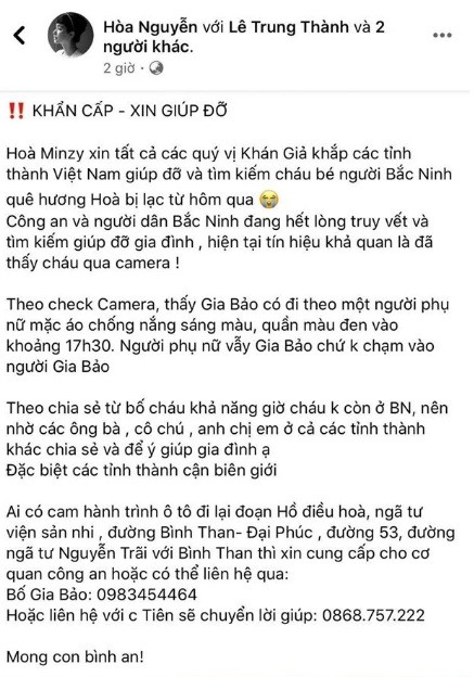 Hoa Minzy keu goi fan chia se tim chau be mat tich tai Bac Ninh