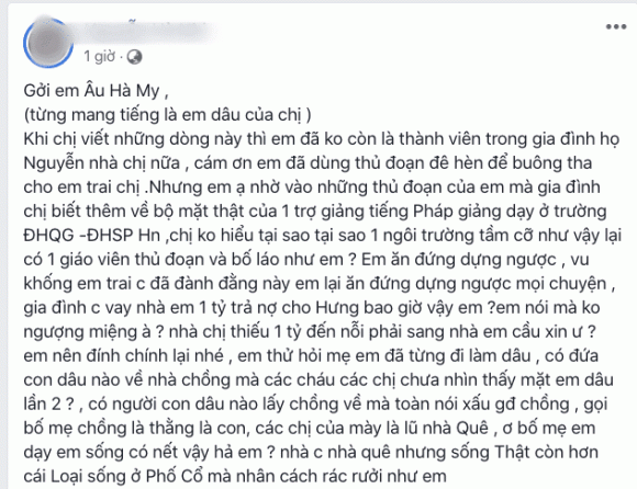 Chi gai dien vien Trong Hung mang Au Ha My “thu doan de hen“