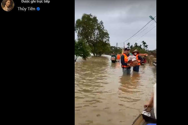 Thuy Tien doi non, loi nuoc toi gan bung di cuu tro tung nha