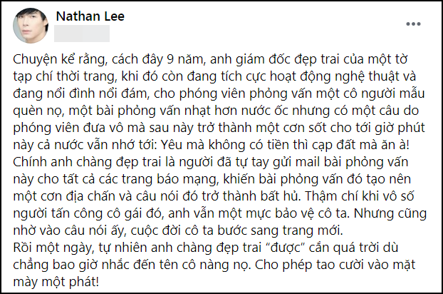 Nathan Lee chi dich danh Ngoc Trinh: 