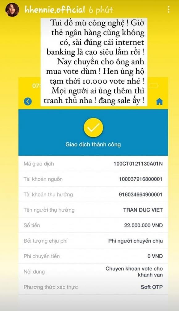 H'Hen Nie chi 22 trieu mua 10.000 binh chon ung ho Khanh Van