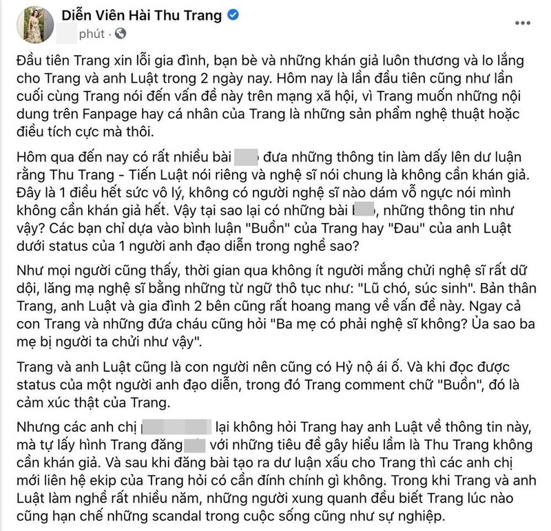 Thu Trang buc xuc khi bi xuyen tac 