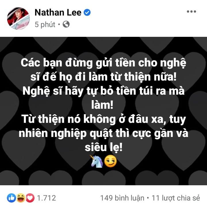 Nathan Lee noi chuyen nghe si lam tu thien: 