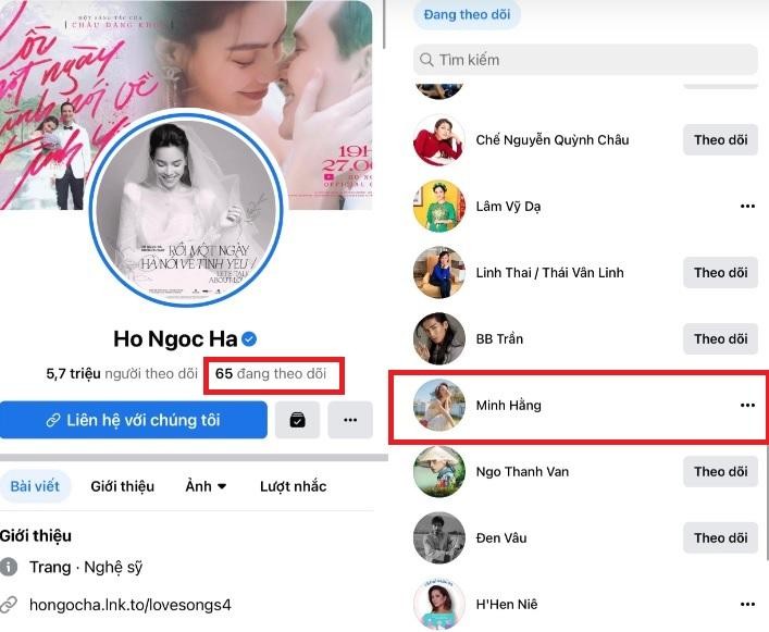 Bi phat hien follow Minh Hang, Ho Ngoc Ha 