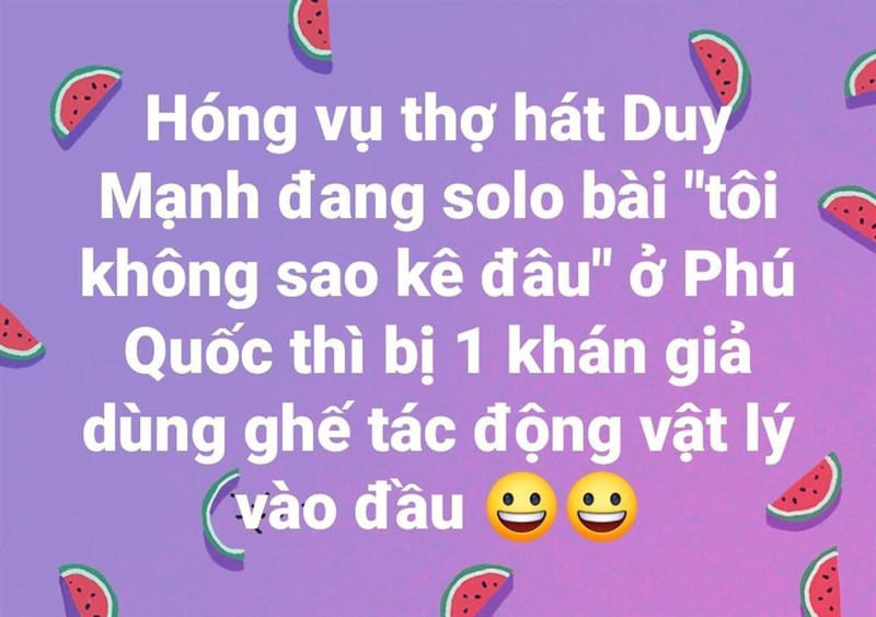 Thuc hu Duy Manh bi phang ghe khi hat 