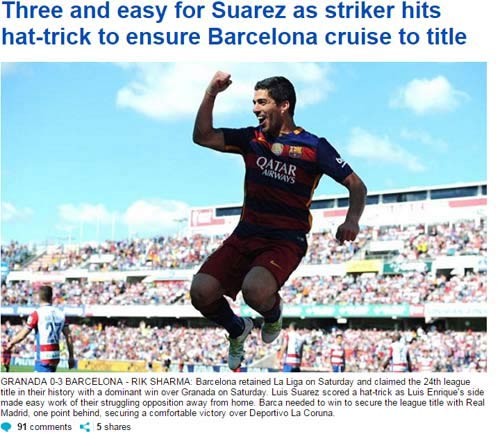Suarez duoc tung ho trong ngay Barca vo dich La Liga-Hinh-3