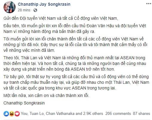 CDV Viet Nam cam thong voi Chanathip sau phat bieu gay soc
