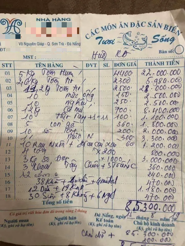 Nha hang noi gi bua hai san 85 trieu ma khach than troi?