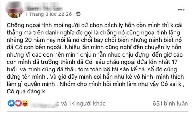 Chong ngoai tinh co con rieng, vo khong ly hon ma lam dieu nay ai cung phuc