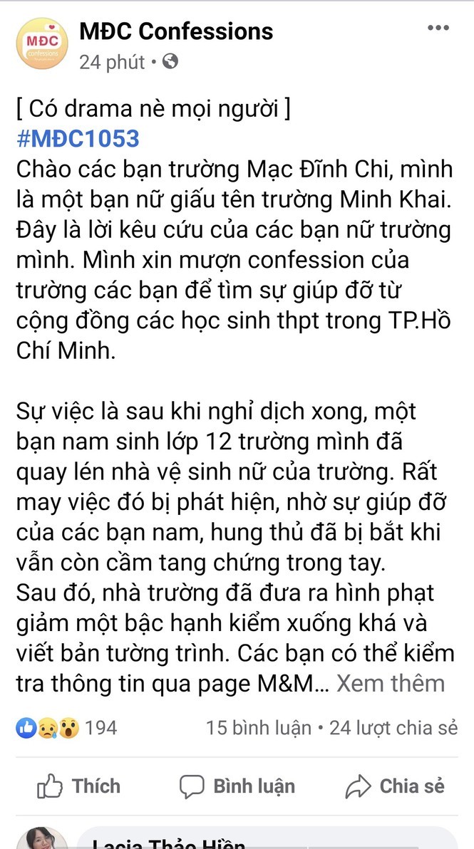 Nam sinh quay len ban trong WC nu truong THPT Nguyen Thi Minh Khai?-Hinh-3