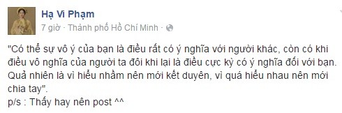 Ha Vi noi loi chia tay vi Cuong Do la qua ... vo y?