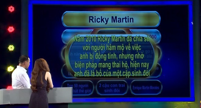 Game show Viet gay tranh cai khi noi Ricky Martin 
