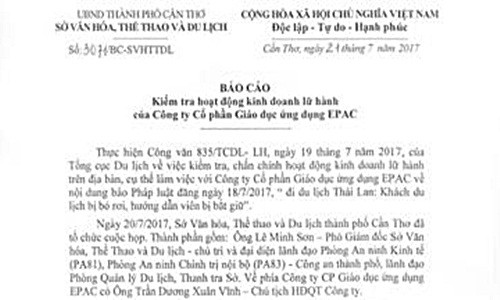 Cty bo roi khach tai Thai Lan khong co GP kinh doanh lu hanh quoc te