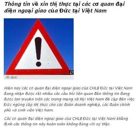 Khong co chuyen Dai su quan Duc ngung cap thi thuc