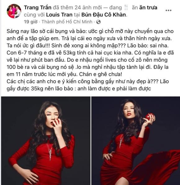 Trang Tran than tho bi chong che bai dieu nay nhung khong dam cai lai