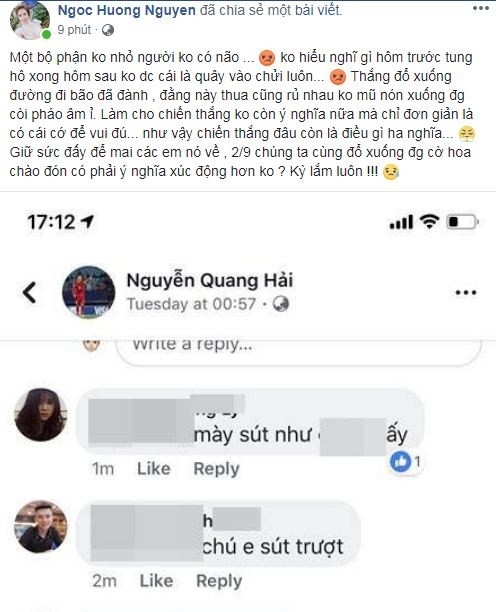 Sao Viet buc xuc vi CDV qua khich vao Facebook Quang Hai chui boi-Hinh-4
