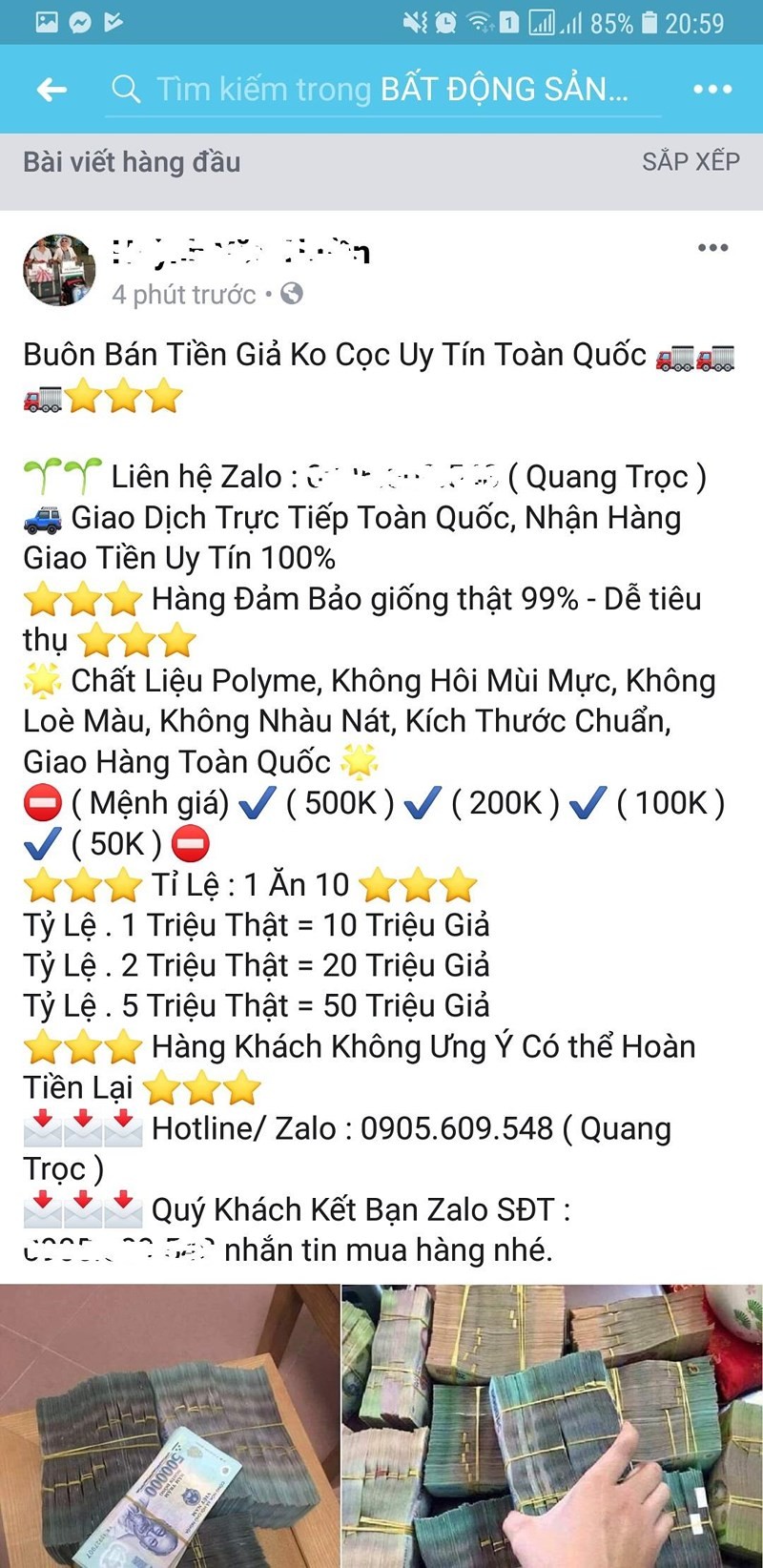 Ngang nhien rao ban tien gia tren Facebook