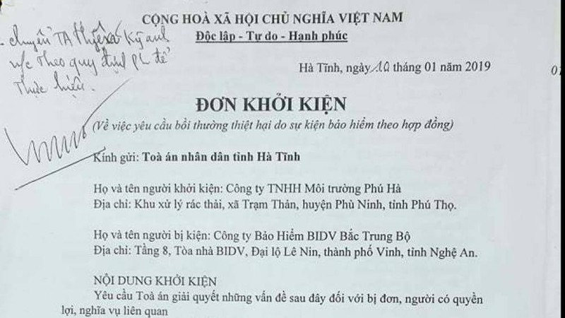 “To” Bao hiem BIC tray i thanh toan, doanh nghiep khoi kien ra toa