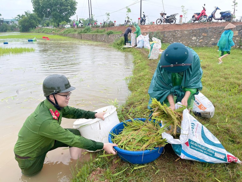 Chien sy Cong an Ha Noi ngam nuoc giup nguoi dan cuu lua-Hinh-12