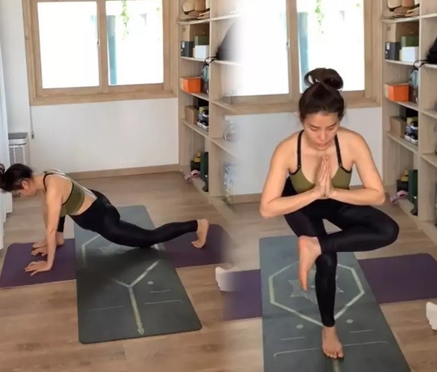Phuong Trinh Jolie bau 5 thang van lan lon tap yoga-Hinh-2