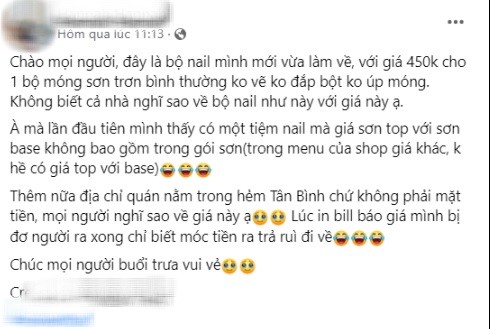 Lam bo nail son tron, co nang ''do ca nguoi'' khi cam bill thanh toan