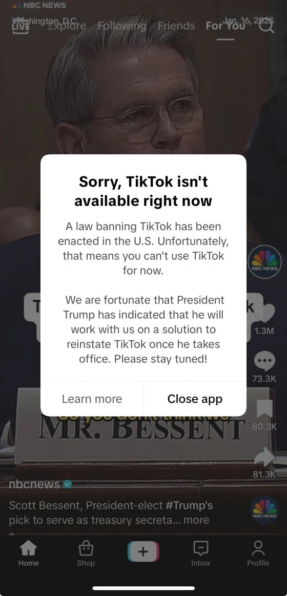 TikTok ngung hoat dong tai My, Apple, Google xoa ung dung