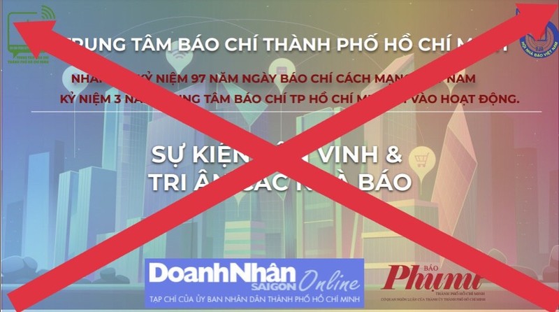 Thong tin “Trung tam Bao chi TP HCM van dong tai tro su kien ton vinh nha bao” la gia mao