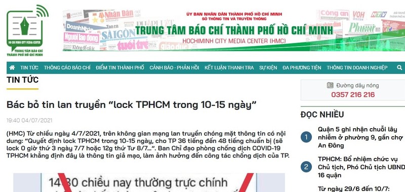 Bac bo thong tin “Quyet dinh lock TPHCM trong 10-15 ngay”