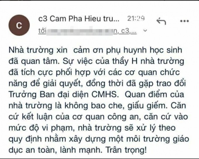 Quang Ninh: Nghi thay giao truong Cam Pha “ga tinh” hoc sinh