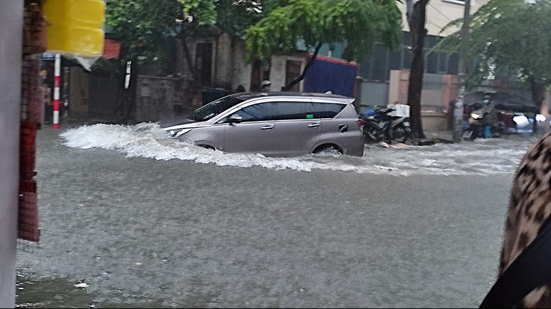 Dang long o to chim trong bien nuoc Ha Noi