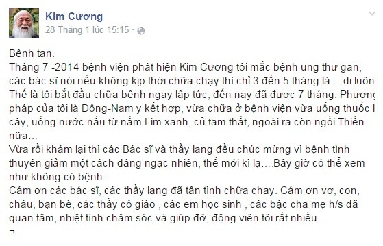 PGS Van Nhu Cuong khoi ung thu gan nho Dong-Tay y ket hop