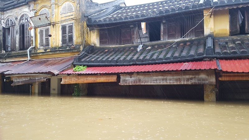 Hoi An nuoc ngap toi noc, du khach va dan cuong cuong chay lu