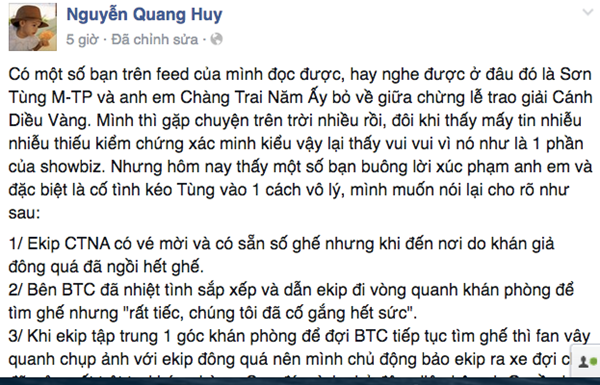 Quang Huy benh vuc Son Tung khi bi nghi oan kieu ngao-Hinh-2