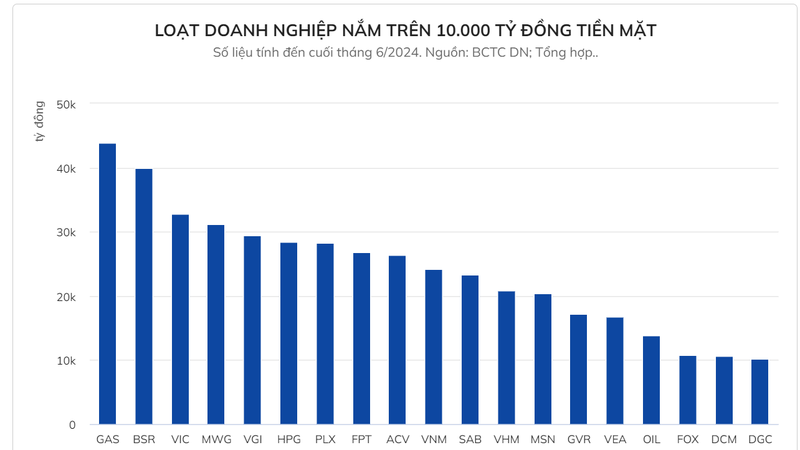 Co gan 20 doanh nghiep giu tren 10.000 ty roi thu tien lai