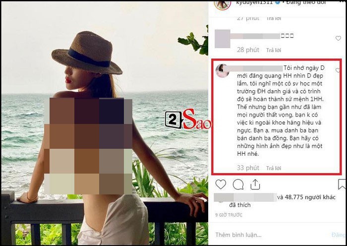 Hoa hau Ky Duyen dang anh ban nude bi nem da du doi