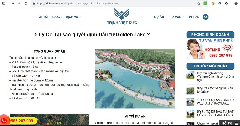 “Chu” BDS Cong Vang “banh ve” du an ma Golden Lake Hoa Lac la ai?