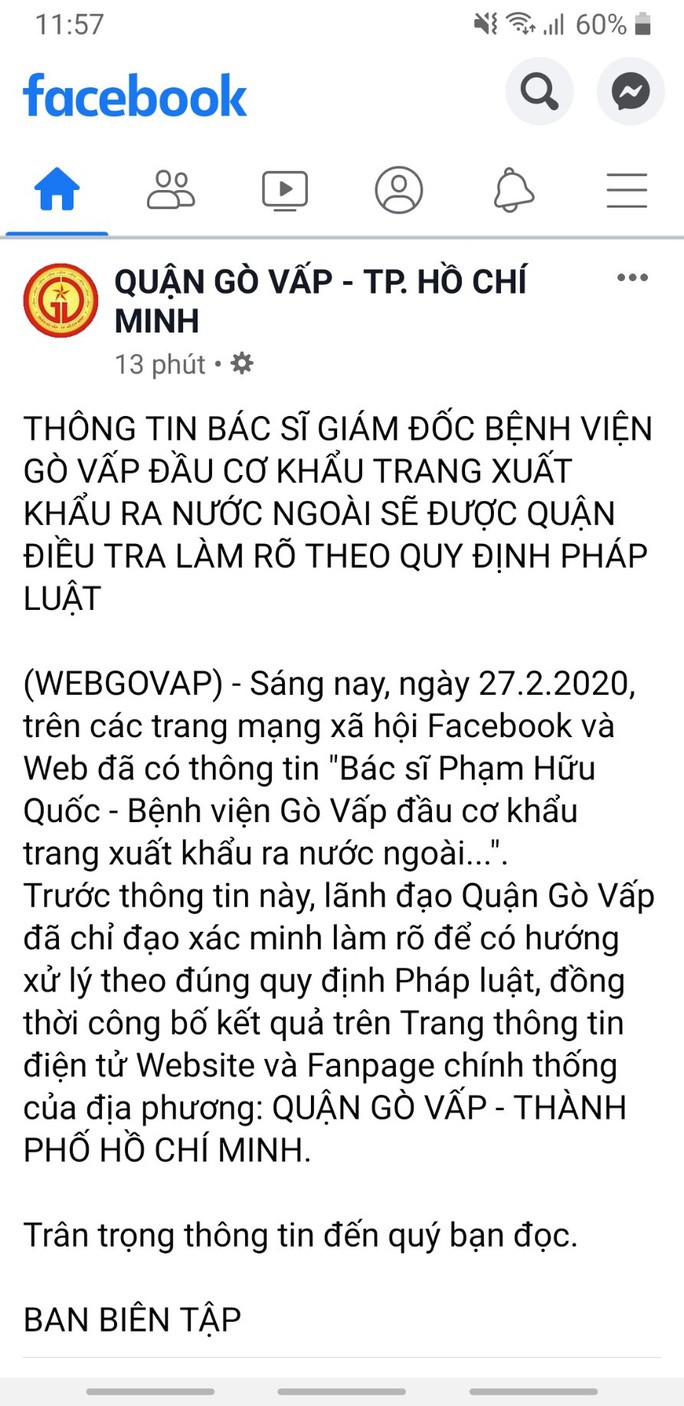 Xac minh thong tin giam doc Benh vien Go Vap bi to dau co khau trang-Hinh-2