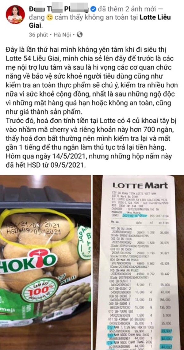 Sieu thi LOTTE Mart Ba Dinh ban thuc pham het han cho khach?