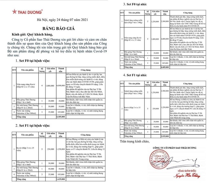 Lum xum 12 thuoc ho tro tri Covid-19: Lo bang gia Sao Thai Duong 