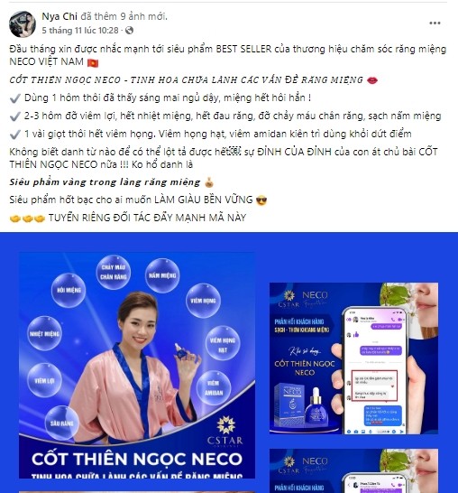 San pham xit mieng va Cot Thien Ngoc NECO quang cao “no” nhu than duoc?