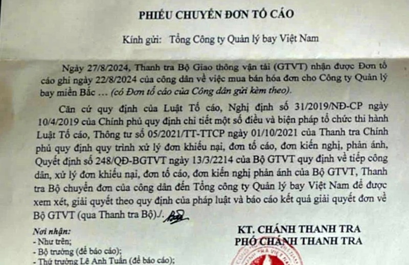 Bo GTVT de nghi bao cao viec mua ban hoa don trai phep