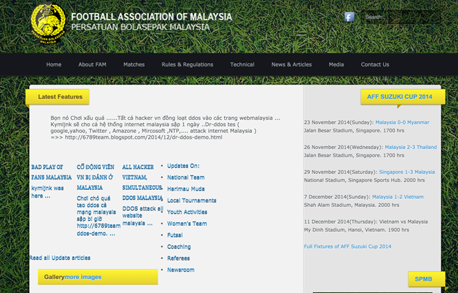 Website lien doan bong da Malaysia bi tan cong