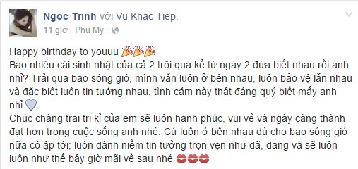 Ngoc Trinh chuc mung sinh nhat “nguoi dan ong dac biet” the nao?