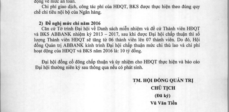 Soi ket qua kinh doanh va thu lao lanh dao ABBank 2016