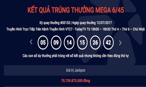 Xo so Vietlott ngay 12/7: Giai Jackpot van cho chu nhan